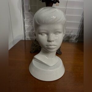Handcrafted Ceramic Boy Bust 1978 - Cream